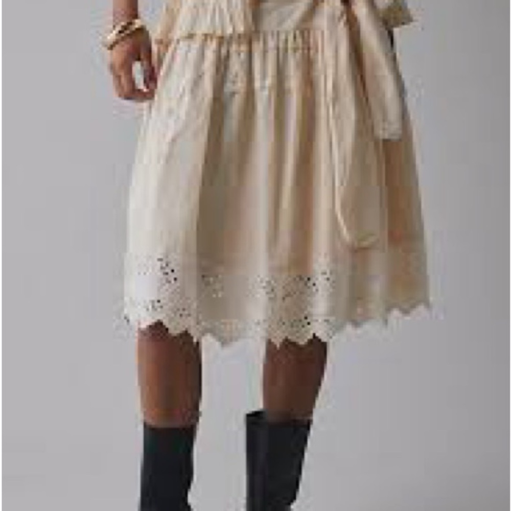 Kimchi Blue Cream Eyelet Tiered Midi Skirt